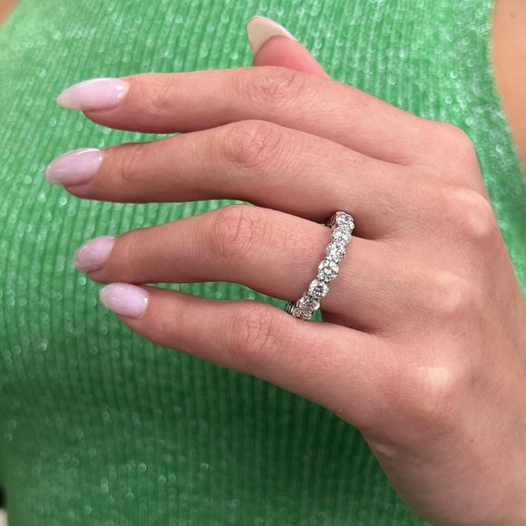 Rachel Koen Round Cut Diamond Eternity Band Ring Platinum 4.50cttw Size 7.5